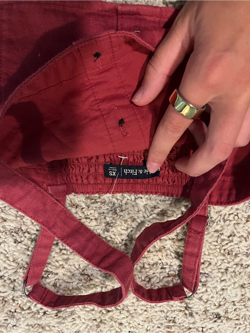 Abercrombie & Fitch High-Waist Button-Front Shorts in Burgundy - Picture 3 of 3